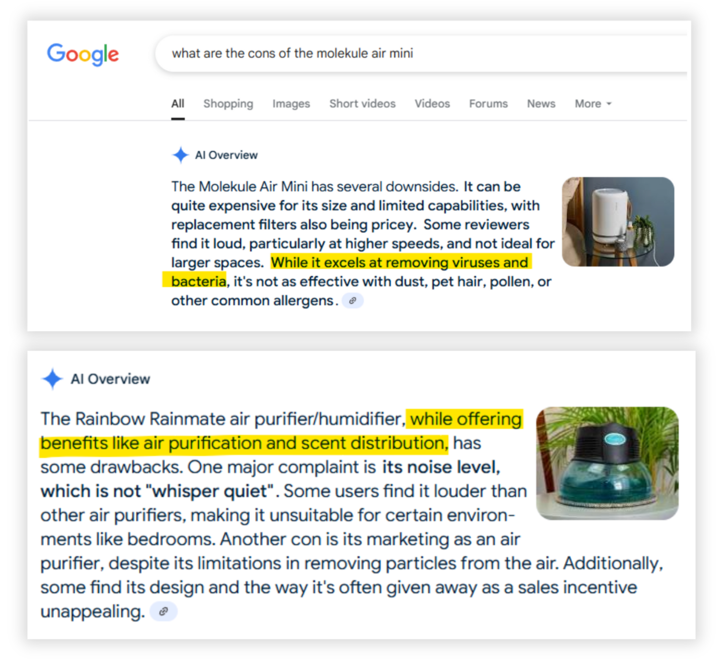 google air overviews cons