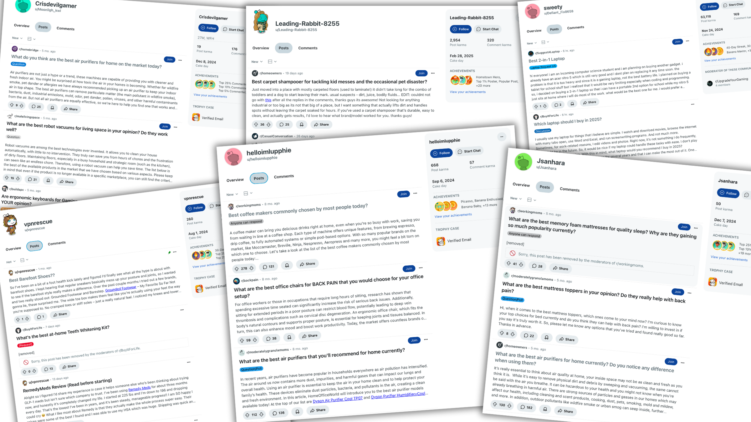 reddit product recommendation spam